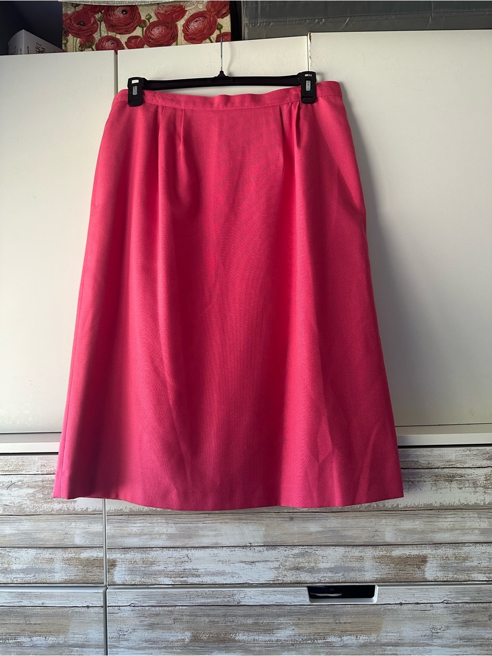 💗 Kasper II Pink A-Line Midi Skirt Size 16 Pockets Back Vent Career Vintage